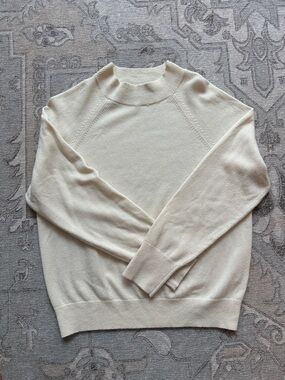 Everlane 100% Cashmere Cream Mock Neck Sweater